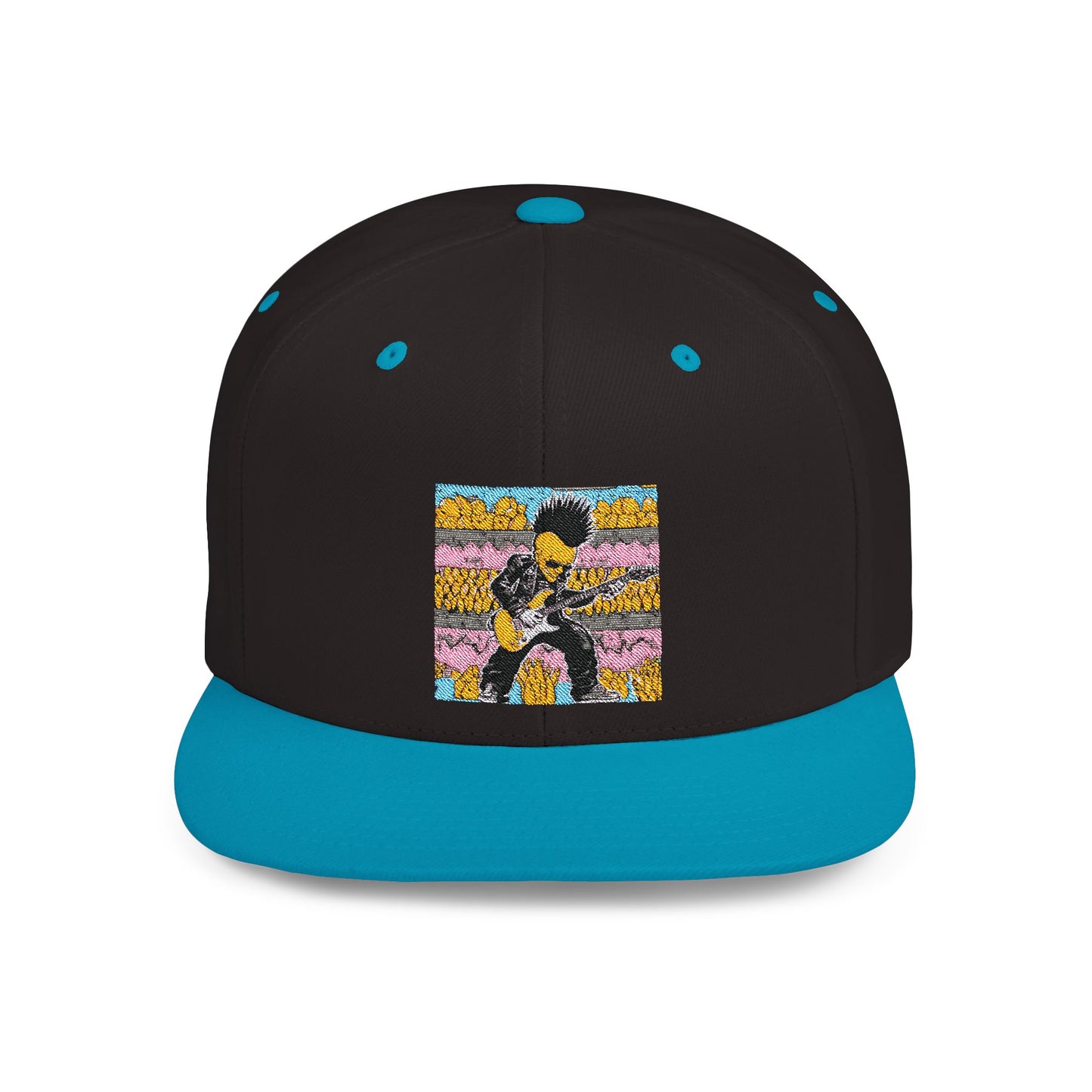 29_"panda.monium" Teal Flat Bill Snapback