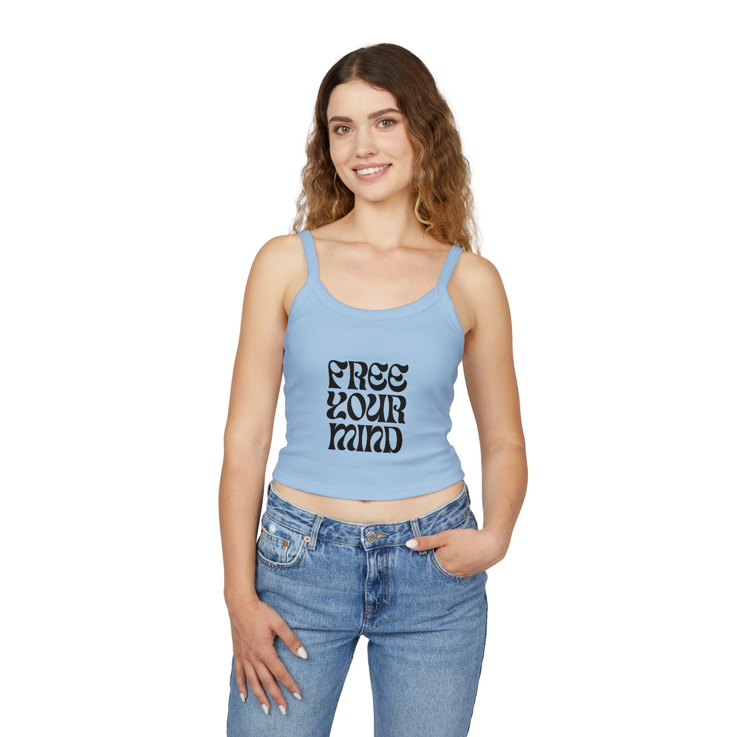 64_Women's "Free Your Mind" Spaghetti Strap Tank Top