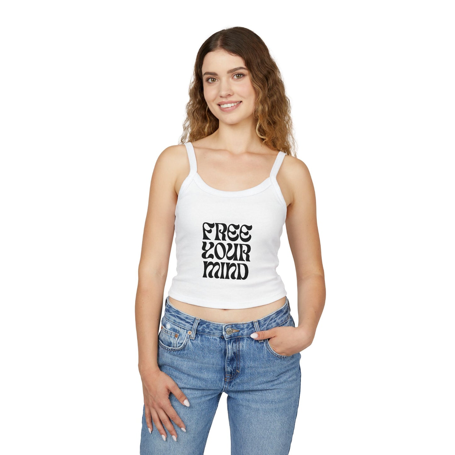 64_Women's "Free Your Mind" Spaghetti Strap Tank Top