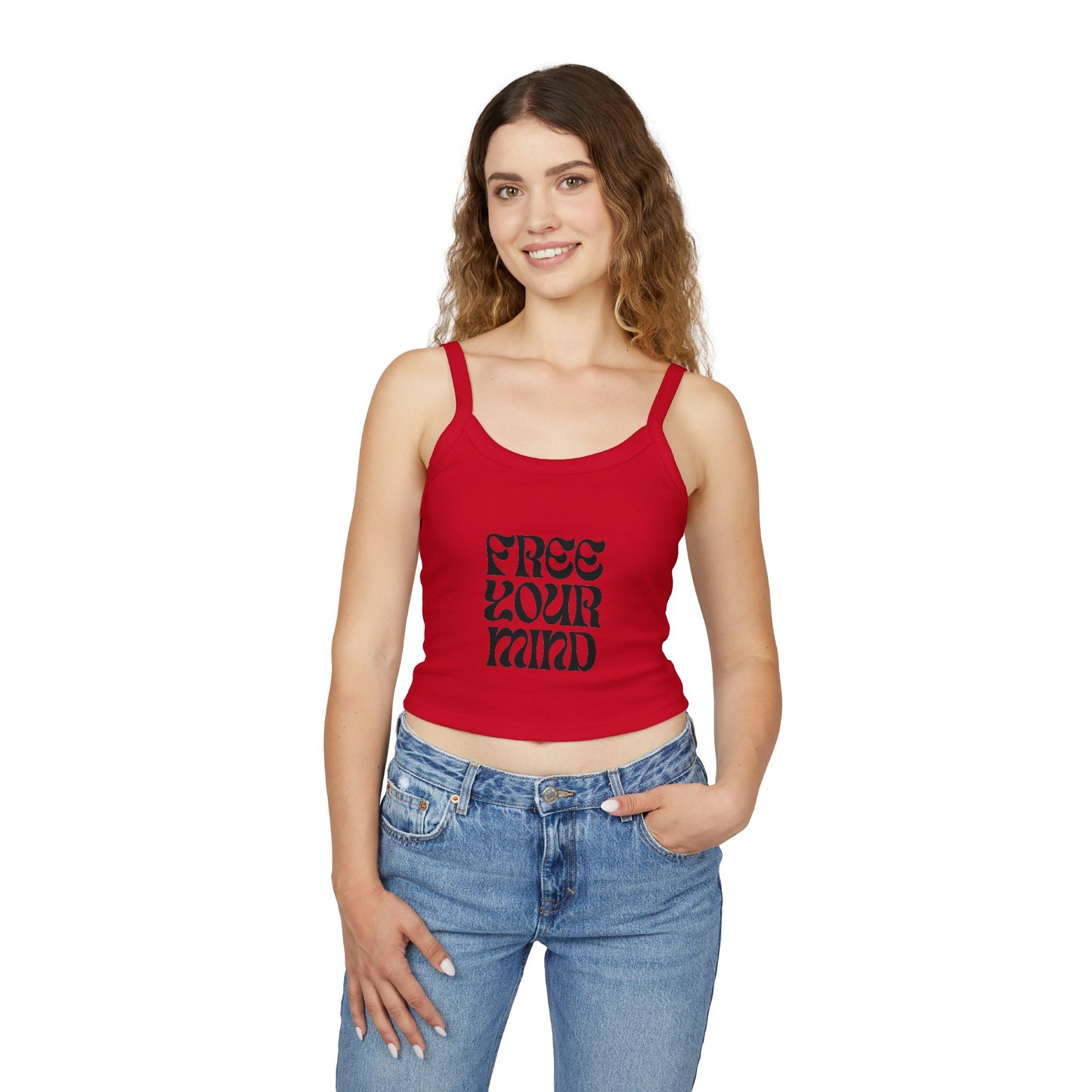 64_Women's "Free Your Mind" Spaghetti Strap Tank Top