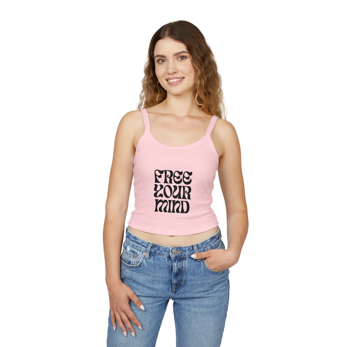 64_Women's "Free Your Mind" Spaghetti Strap Tank Top