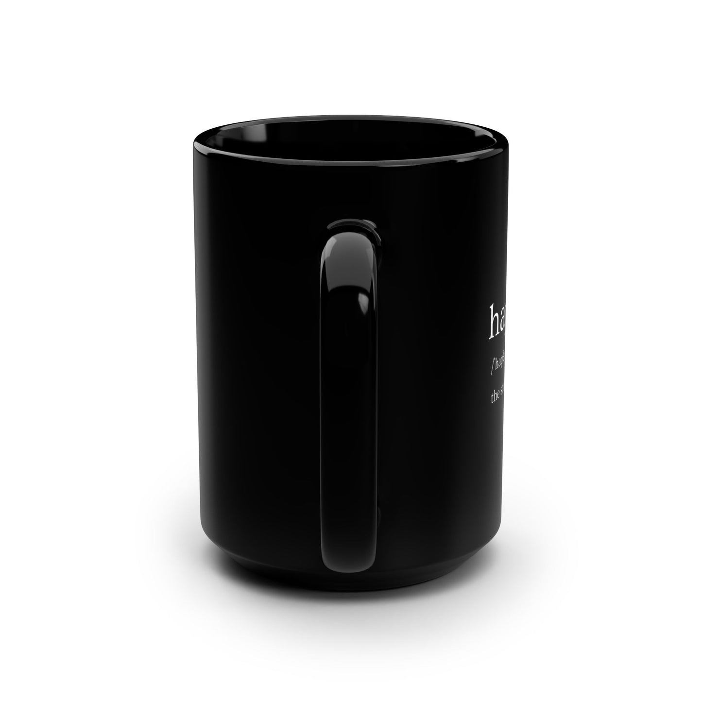 zz "Happiness" Black Mug, 15oz