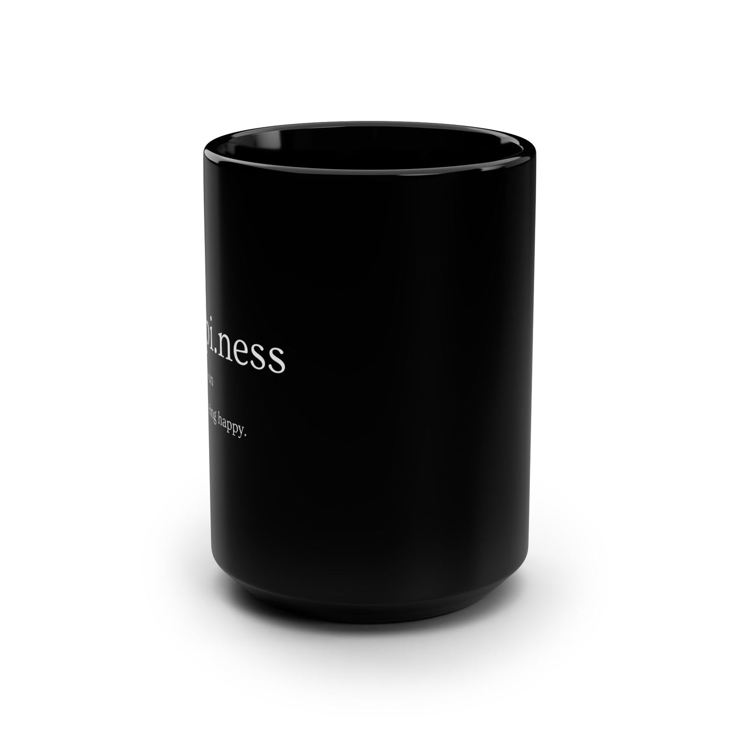 zz "Happiness" Black Mug, 15oz